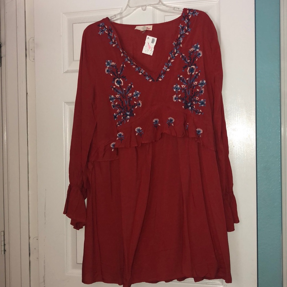 Orange embroidered dress